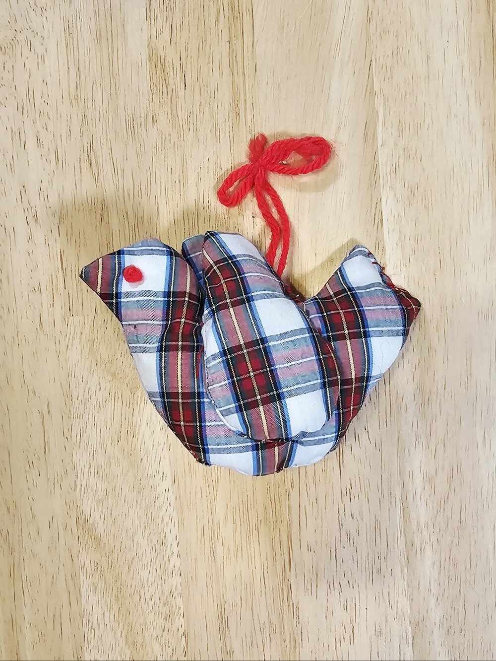 Plaid Fabric Bird Ornament